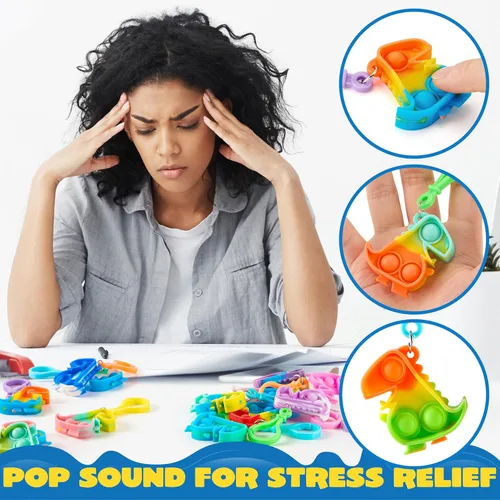 Miniatura 6 de JOYIN Clavero de Juguetes para la Ansiedad de Dinosaurio Pop 30 Pack Juguetes para la Ansiedad a Granel, Recuerdos de Fiesta para Niños, Rellenos