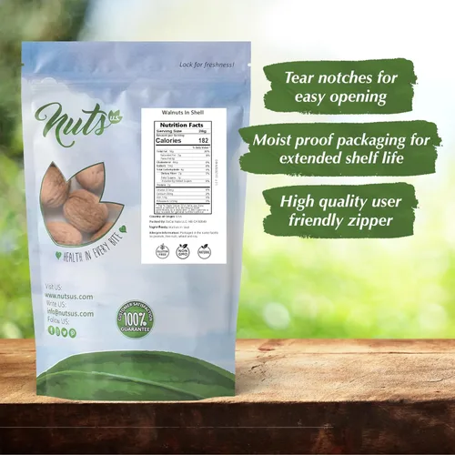 Miniatura 4 de NUTS U.S. Nueces con cáscara, cultivadas y empaquetadas en California, variedad Chandler, sabor a mantequilla fresco y fácil de agrietar, nueces