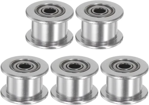 HARFINGTON 5pcs 2GT Polea tensora 0.118 in diámetro 0.512 in diámetro correa dentada de aluminio sin dientes para 0.236 in ancho cinturón 3D Tono