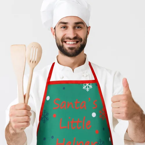 Miniatura 7 de Vabean 4 delantales de Navidad de elfo, muñeco de nieve, delantal de Santa Claus, delantal de cocina ajustable para fiesta, chef, cocinero, casa