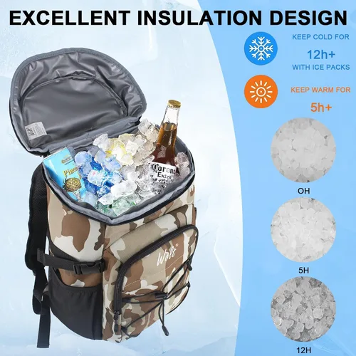 Miniatura 2 de WOLT Mochila enfriadora, 24 latas aisladas, a prueba de fugas, ligera y suave, enfriador de camping, enfriador de playa de gran capacidad, mochila