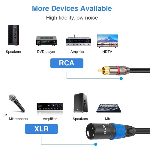 Miniatura 6 de YABEDA Cable RCA a XLR, cable de interconexión de micrófono estéreo de alta fidelidad macho a doble XLR macho de alta fidelidad, cable