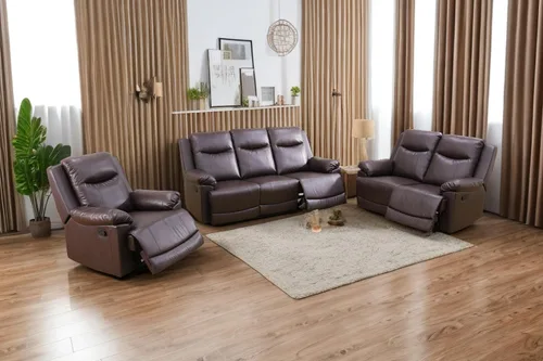 Miniatura 14 de A Ainehome Juego de sofá reclinable de lujo para sala de estar, juego de sofá reclinable de cuero y sillas de dos plazas, juegos de muebles de sala