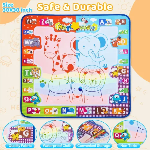 Miniatura 7 de Kizzyea - Juguetes para niños de 2, 3, 4, 5, 6+ años, niñas y niños, alfombrilla de garabatos de agua para niños, gran alfombrilla mágica