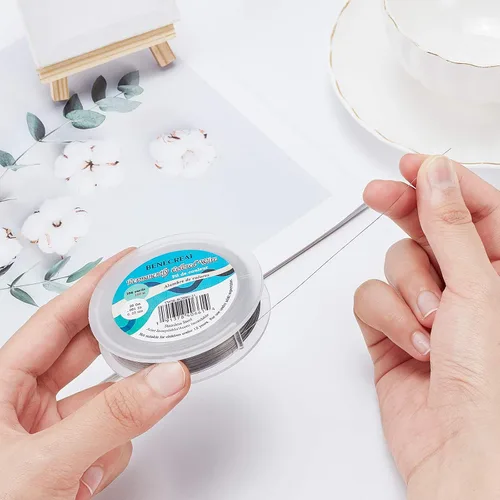 Miniatura 5 de BENECREAT Alambre de Cuentas de 7 Hilos (0.01 in, 490 pies), alambre de acero inoxidable recubierto de nailon para hacer joyas, collares