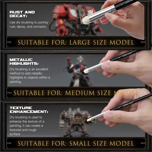 Miniatura 3 de Golden Maple Dry Brush - Juego de pinceles para pintura en miniatura, 6 unidades, modeladores profesionales, pinceles de pintura en miniatura