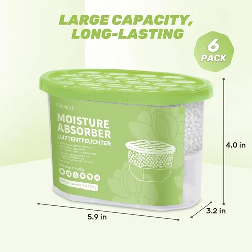 Miniatura 7 de CLEVAST Cajas absorbentes de humedad, paquete de 6, deshumidificador de 12 onzas para armario y baño, absorbente de humedad para armario