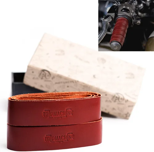Miniatura 7 de Trip Machine Company Fundas de cuero para manillar de motocicleta, cubiertas universales de agarre del acelerador con cinta adhesiva 3M, accesorios