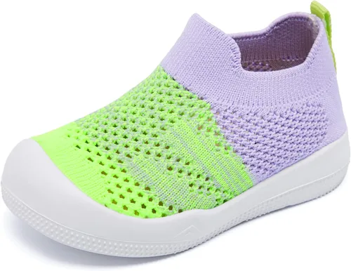 Engtoy Zapatos de bebé para niños y niñas, zapatos para caminar, ligeros, transpirables, de malla, zapatos antideslizantes con suela de goma suave