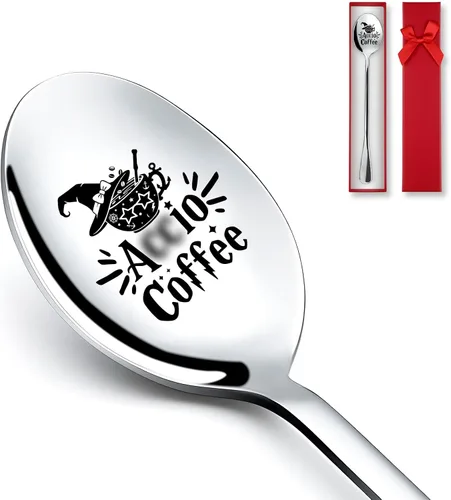 Miniatura 8 de PZJIEAN A very Merry Unbirthday to You - Cuchara de acero inoxidable grabada, la mejor cuchara de postre de café, té, regalos para amantes del café