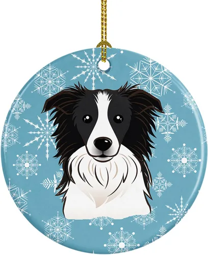 Miniatura 6 de Caroline's Treasures Adorno de cerámica con diseño de copo de nieve para colgar en el árbol de Navidad, para el hogar, Navidad, fiestas, regalo, 3