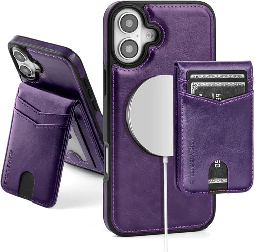 Miniatura 11 de SkyEagle Magsafe - Funda magnética 2 en 1 desmontable para iPhone 11 Pro Max con tarjetero, para mujeres y hombres, piel sintética con bloqueo RFID