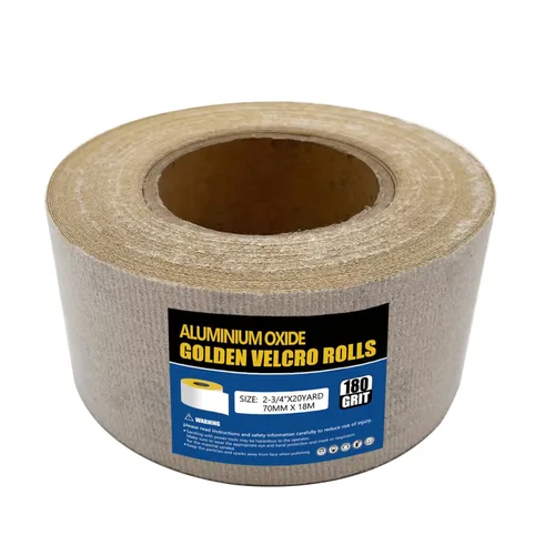 Miniatura 3 de Rollo de papel de lija de grano 180 con gancho y bucle, 2-3/4 pulgadas x 20 yardas de óxido de aluminio con respaldo de gancho y bucle, paño