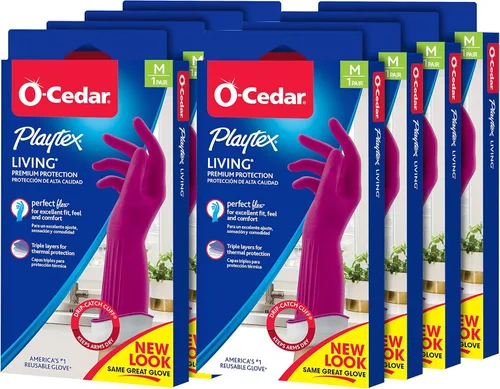 Miniatura 9 de Guantes de limpieza de goma reutilizables Playtex Living (Medianos, 12 pares), guantes reutilizables para el hogar con protección premium