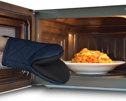 Miniatura 7 de Guantes cortos para horno, resistentes al calor, 500 °F, guantes de cocina con agarre de silicona, antideslizantes para hornear, parrilla, barbacoa