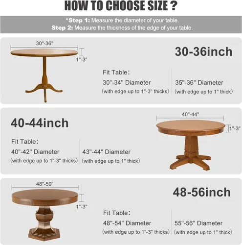 Miniatura 6 de Obstal Mantel Redondo Ajustable, Mantel Reversible Impermeable Resistente a las Manchas Elástico Extensible, Cubierta de Mesa Fácil de Limpiar