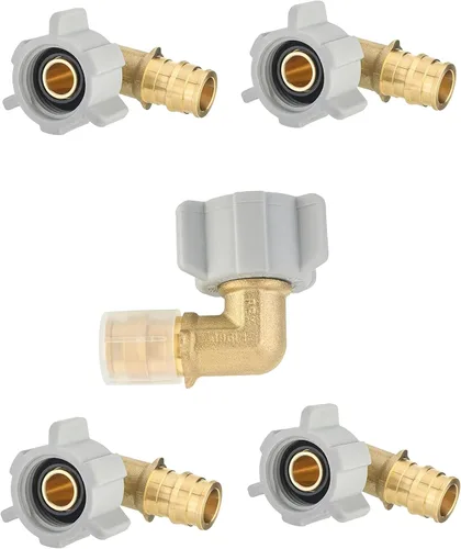 Miniatura 12 de Paquete de 2 accesorios de latón EFIELD Pex-A de expansión de flujo completo de 1/2 pulgada Pex X 1/2 pulgada NPT hembra codo giratorio, ASTM F1960