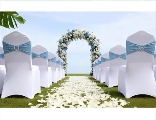 Miniatura 3 de Bandas para Sillas Azul Bebé Paquete de 100, Bandas para Sillas de Spandex Azul Claro para Boda Fiesta Cumpleaños Fundas de Sillas Plegables