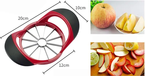 Miniatura 7 de Cortador de manzana de 12 hojas, cuchillas de acero inoxidable ultra afiladas y mango ergonómico de plástico, cortador de patatas 3 en 1 para papas