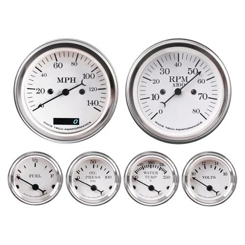 Miniatura 14 de RACETECH Clásico Juego de 6 Calibradores - 85mm 3-3/8" Velocímetro GPS Tachómetro Eléctrico - 52mm 2-1/16" Voltaje Nivel de Combustible Temperatura