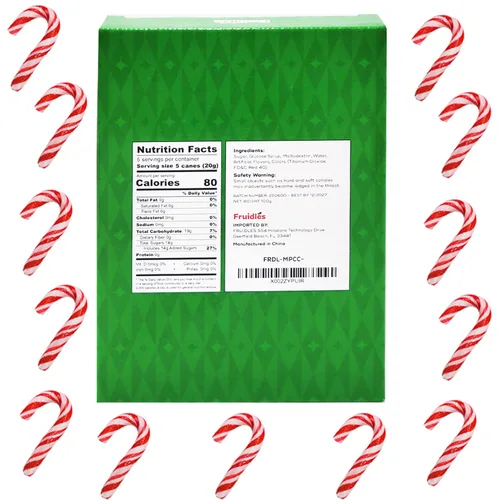 Miniatura 2 de Fruidles Bastones de caramelo navideños en miniatura, sabor a menta, envueltos individualmente, 5.08 cm, 125 g (4.42 oz) (Paquete de 1000)