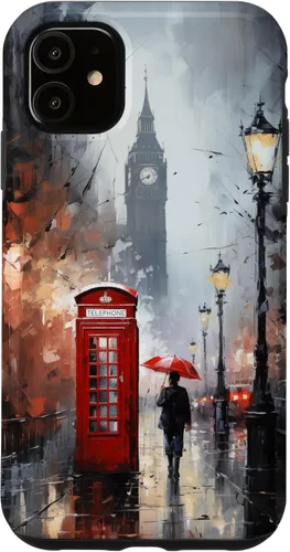 Miniatura 8 de Funda para iPhone 11 Pro Wet London Iconic Red Phone Booth Clocktower Art Cover