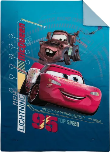 Miniatura 2 de Disney Cars Piston Cup Circuit - Juego de cama infantil de 4 piezas color azul, rojo y amarillo, Lightning McQueen y Mater, edredón, sábana bajera