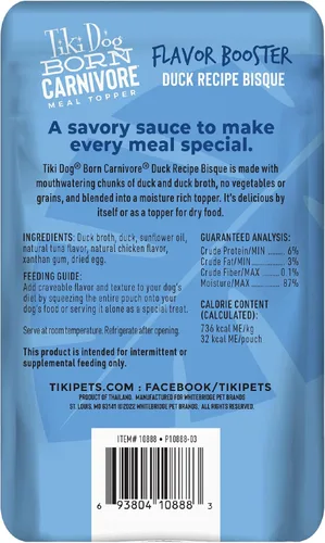 Miniatura 4 de Tiki Dog Born Carnivore Flavor Booster, bizcocho de receta de pato, golosina a base de carne sin granos, adorno de comida para todas las razas