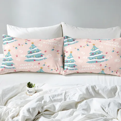 Miniatura 5 de Funda de edredón de Feliz Navidad para niños, jóvenes y adultos, juego de ropa de cama de Papá Noel de Navidad, diseño de copos de nieve, árbol