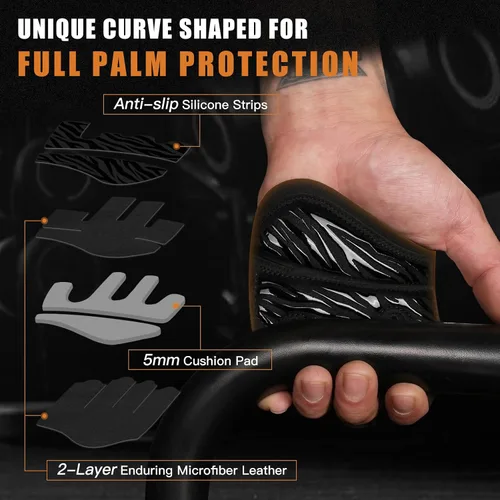Miniatura 2 de ATERCEL Guantes de entrenamiento de gimnasio para hombres y mujeres, guantes de levantamiento de pesas con protección completa de la palma y agarre