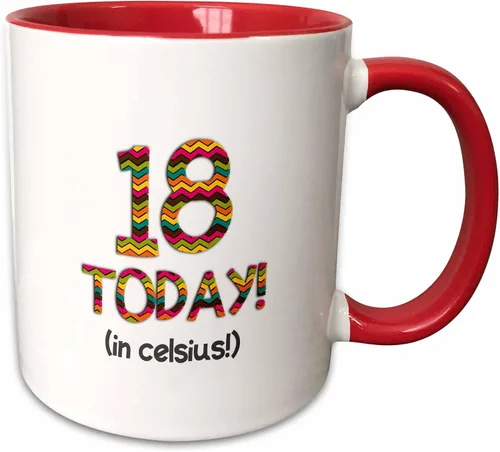 Miniatura 8 de 3dRose inspirationzstore Ocasiones – 18 Hoy en grados Celsius – 64th o 65th Cumpleaños 18 C es 64 – 65 en Fahrenheit – Tazas, Negro/Blanco