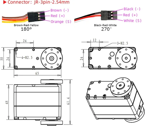 Miniatura 4 de Servo de brazo de robot de 330.7 lbs, servo digital de alto par de torsión 270 grados, impermeable, IP66, engranaje de metal completo con montaje