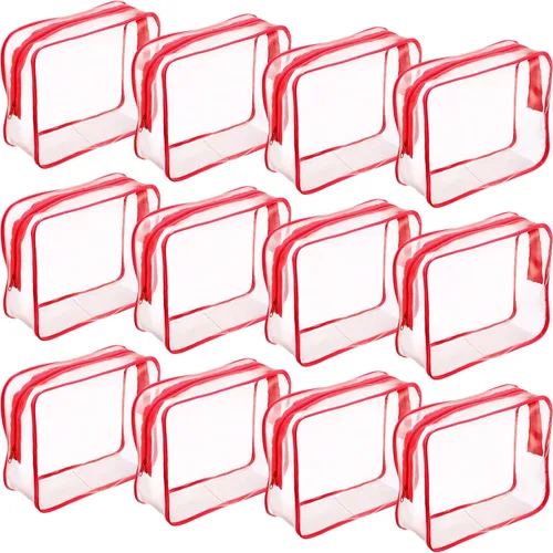 Miniatura 31 de Weewooday 12 piezas bolsas transparentes para maquillaje, bolsas de almacenamiento de cosméticos, estuches de PVC con cremallera, bolsas de viaje