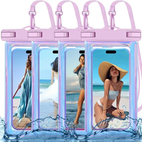 Miniatura 12 de Paquete de 5 bolsas impermeables universales para teléfono de hasta 8.3 pulgadas, bolsa seca impermeable para teléfono, nivel de protección: IP68