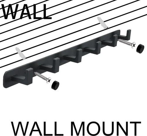 Miniatura 6 de Perchero, 6 Ganchos Triples de Acero Inoxidable Resistente, Ganchos de Pared Montados en la Pared, Barra de Ganchos Rústica para Ropa/Llaves