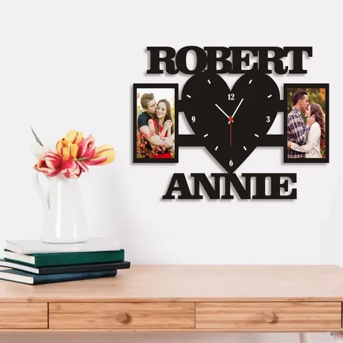 Miniatura 6 de Marco de fotos para parejas, reloj de pared personalizado con nombre de foto, sala de estar, dormitorio, collage para colgar en la pared, foto