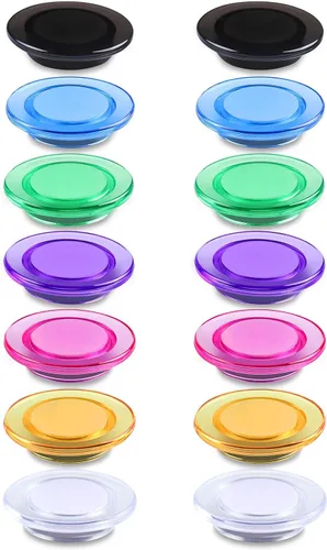 Imán para nevera, paquete de 14 imanes fuertes para refrigerador, 7 colores resistentes, pequeños, redondos, transparentes, decorativos, bonitos y