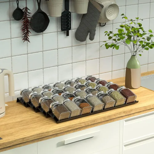 Miniatura 5 de Sezanrpt Organizador de cajones de especias de acrílico, ajustable de 12 a 24 pulgadas de ancho, estante organizador de especias de 4 niveles