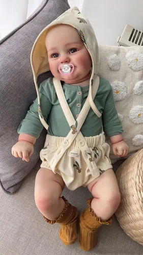 Miniatura 4 de TERABITHIA Muñeca de bebé real de 20 pulgadas de tamaño real para dibujar a mano, sonriente y realista, hecha a mano en cuerpo completo, muñeca