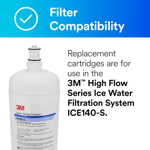 Miniatura 2 de 3M Cartucho de reemplazo de filtración de agua para máquinas de hielo comerciales HF40-S para la serie de alto flujo ICE140-S, reduce bacterias