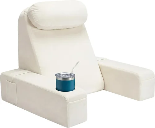 Miniatura 19 de Almohada de lectura para adultos, almohada de espalda para sentarse en la cama, almohada de respaldo para sentarse en la cama, brazos desmontables