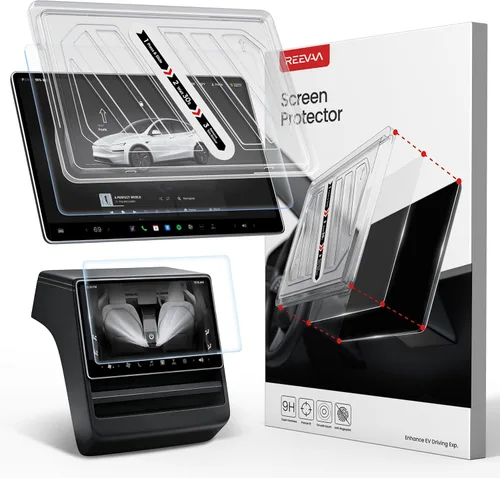 Miniatura 10 de REEVAA Protector de pantalla para Tesla Model Y Premium 2025, antirreflejos y sin huellas dactilares, vidrio templado aeroespacial 9H