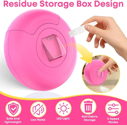 Miniatura 5 de Cortaúñas automático para personas mayores, cortaúñas eléctrico 3 en 1 con luz LED, batería recargable, cortaúñas para adultos, molinillo de uñas
