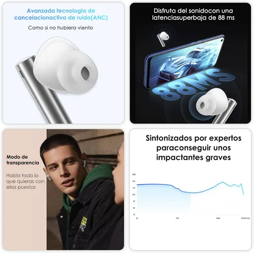 Miniatura 6 de realme Buds Air 3 - Auriculares inalámbricos, cancelación activa de ruido, controlador dinámico de graves de 0.394 pulgadas, hasta 30 horas