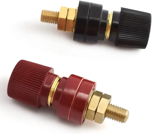 Miniatura 2 de SDTC Tech Paquete de 2 pernos de terminal de batería de cobre de 1/4 de pulgada M6 Kit de conectores de poste de conexión de energía para batería