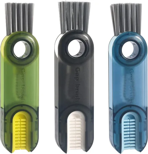 Miniatura 2 de Set de cepillos de limpieza de 3 en 1 para tapas de tazas, herramientas de limpieza multifuncionales para botellas aisladas, limpiador de portavasos