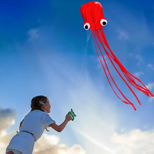 Miniatura 4 de Hengda Kite Soft Octopus Kite Series, Beautiful Kite with Long Colorful Tail for Kids and Adults, Easy to Fly Beach Kites, Excellent Outdoor