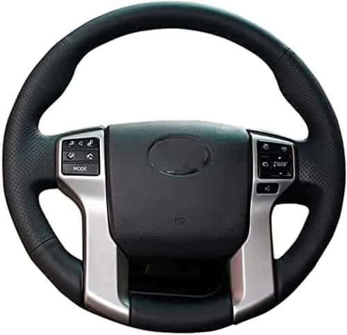 Funda de cuero negro cosida a mano para volante de automóvil, para Toyota Land Cruiser Prado 2010-2015 Tundra 2013-2017 Tacoma 2011-2016 DIY Fundas