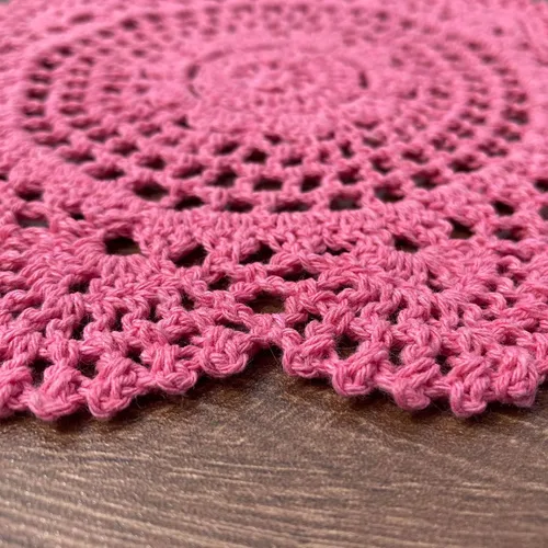 Miniatura 2 de Hsvanyr Juego de 2 manteles individuales redondos de algodón con diseño floral, juego de 2 manteles individuales de vidrio rosa para mesa de comedor