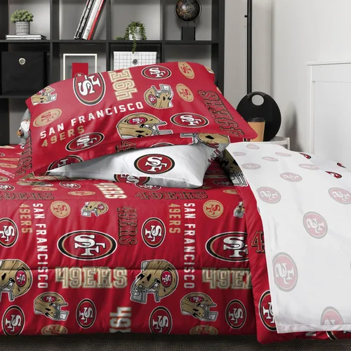 Miniatura 4 de FOCO Juego de ropa de cama unisex para adultos con logotipo del equipo de la NFL, sábanas y fundas de almohada, juego de ropa de cama de 5 piezas